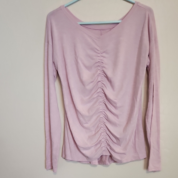 Zella Tops - Zella Light Pink Ruched Long Sleeve Top
